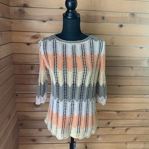 ST. JOHNS BAY striped crochet sweater PM,